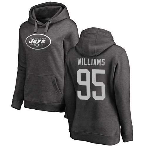 New York Jets Ash Women Quinnen Williams One Color NFL Football #95 Pullover Hoodie Sweatshirts->women nfl jersey->Women Jersey